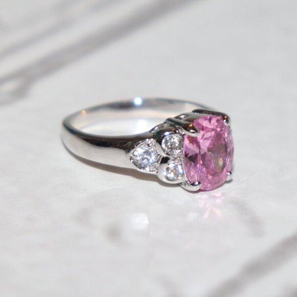 💖 Beautiful Silver Ring with Sparkling Pink CZ – Size 6.5 Romantic Glow · Fem - Picture 2 of 4
